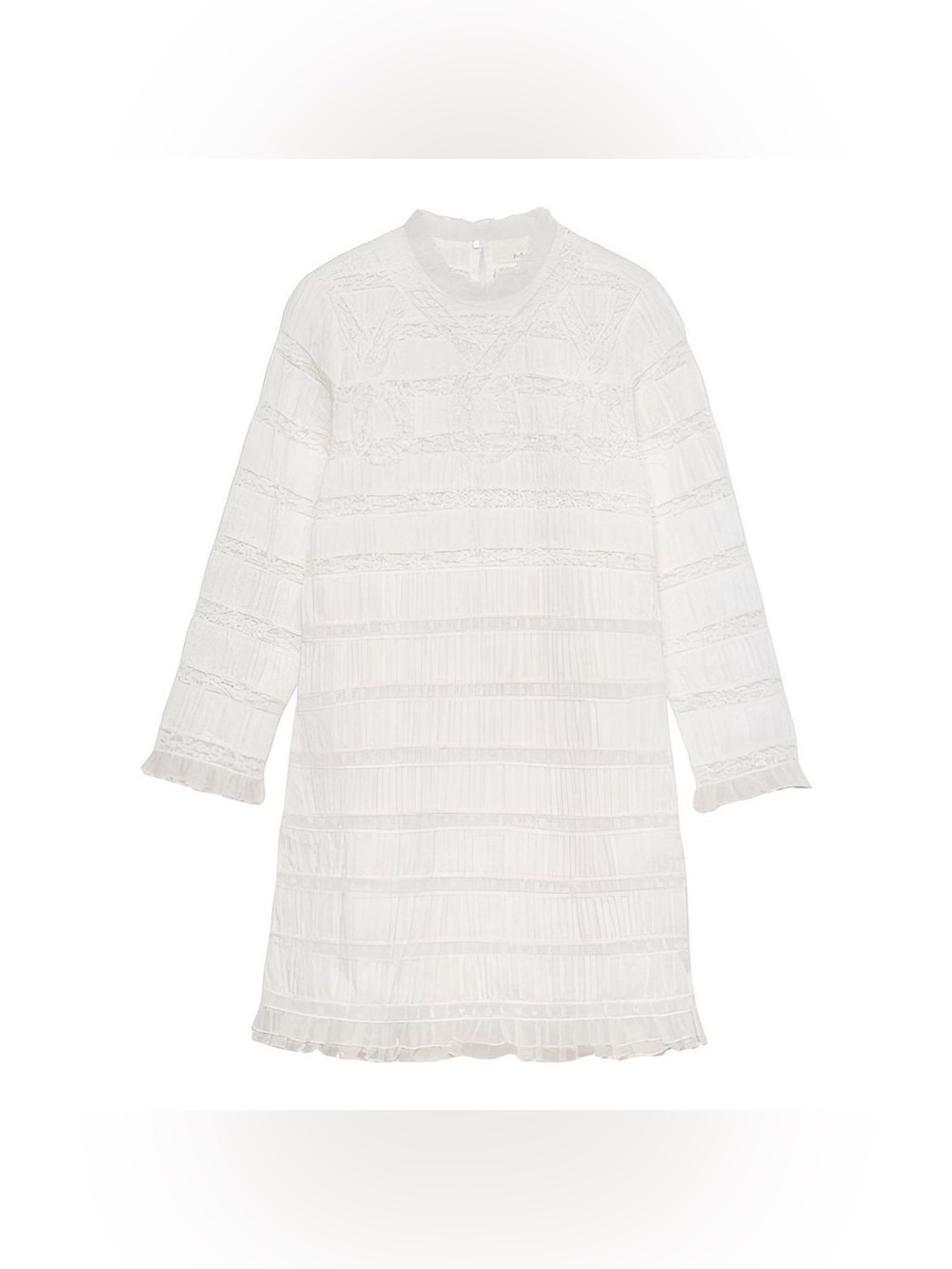NWT Doen Jacquette Ramie Lace Ruffle Shirred Long Sleeve Mini Dress Salt White - Picture 16 of 16